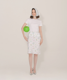 Cross-stitch Floral Print Skirt
