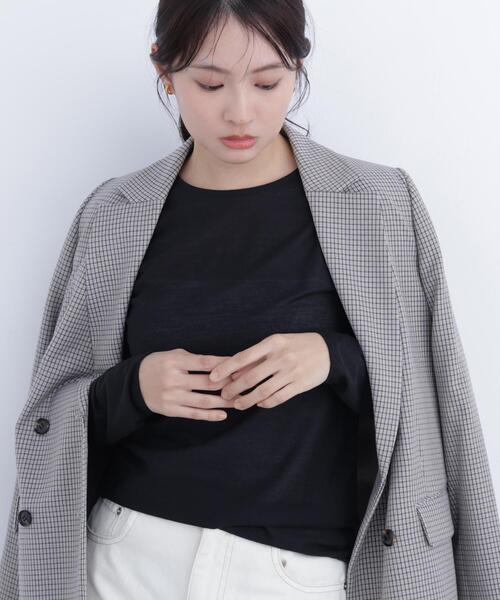 N.（N. Natural Beauty Basic）（エヌエヌナチュラルビューティーベーシック）の「シアーメロウカットソー（Tシャツ/カットソー・レディース・ブラック/オフホワイト/ブルー・ﾌﾘ-）」の6枚目の写真