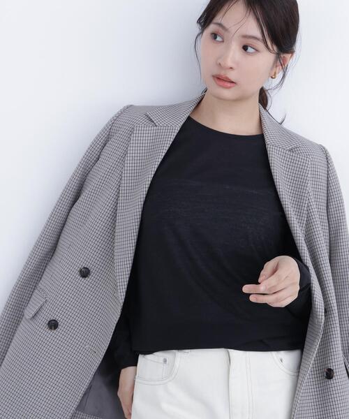 N.（N. Natural Beauty Basic）（エヌエヌナチュラルビューティーベーシック）の「シアーメロウカットソー（Tシャツ/カットソー・レディース・ブラック/オフホワイト/ブルー・ﾌﾘ-）」の9枚目の写真