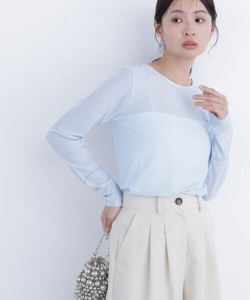 N.（N. Natural Beauty Basic）（エヌエヌナチュラルビューティーベーシック）の「シアーメロウカットソー（Tシャツ/カットソー・レディース・ブラック/オフホワイト/ブルー・ﾌﾘ-）」の13枚目の写真