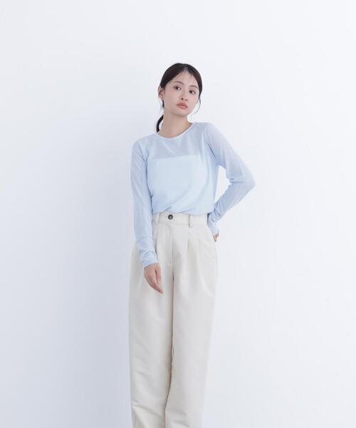 N.（N. Natural Beauty Basic）（エヌエヌナチュラルビューティーベーシック）の「シアーメロウカットソー（Tシャツ/カットソー・レディース・ブラック/オフホワイト/ブルー・ﾌﾘ-）」の15枚目の写真