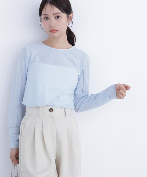 N.（N. Natural Beauty Basic）（エヌエヌナチュラルビューティーベーシック）の「シアーメロウカットソー（Tシャツ/カットソー・レディース・ブラック/オフホワイト/ブルー・ﾌﾘ-）」の16枚目の写真