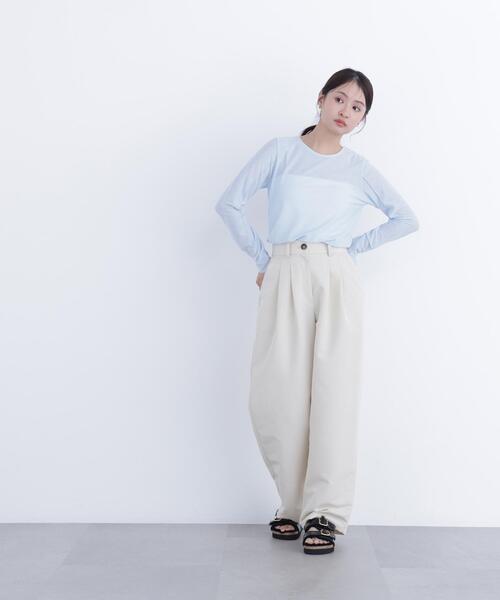 N.（N. Natural Beauty Basic）（エヌエヌナチュラルビューティーベーシック）の「シアーメロウカットソー（Tシャツ/カットソー・レディース・ブラック/オフホワイト/ブルー・ﾌﾘ-）」の17枚目の写真
