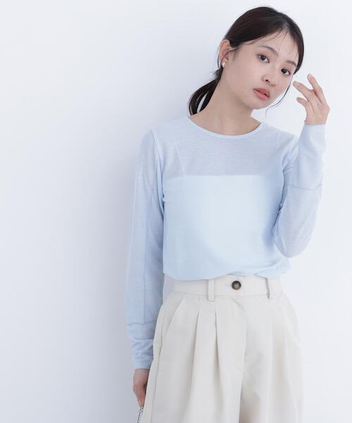 N.（N. Natural Beauty Basic）（エヌエヌナチュラルビューティーベーシック）の「シアーメロウカットソー（Tシャツ/カットソー・レディース・ブラック/オフホワイト/ブルー・ﾌﾘ-）」の18枚目の写真