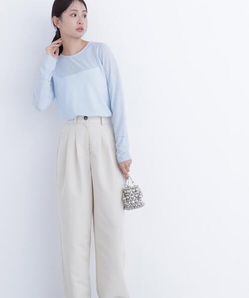 N.（N. Natural Beauty Basic）（エヌエヌナチュラルビューティーベーシック）の「シアーメロウカットソー（Tシャツ/カットソー・レディース・ブラック/オフホワイト/ブルー・ﾌﾘ-）」の19枚目の写真