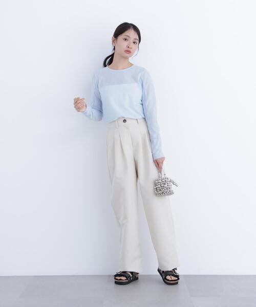 N.（N. Natural Beauty Basic）（エヌエヌナチュラルビューティーベーシック）の「シアーメロウカットソー（Tシャツ/カットソー・レディース・ブラック/オフホワイト/ブルー・ﾌﾘ-）」の20枚目の写真