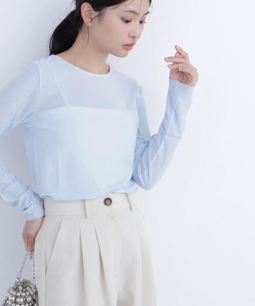 N.（N. Natural Beauty Basic）（エヌエヌナチュラルビューティーベーシック）の「シアーメロウカットソー（Tシャツ/カットソー・レディース・ブラック/オフホワイト/ブルー・ﾌﾘ-）」の21枚目の写真