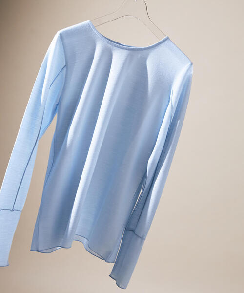 N.（N. Natural Beauty Basic）（エヌエヌナチュラルビューティーベーシック）の「シアーメロウカットソー（Tシャツ/カットソー・レディース・ブラック/オフホワイト/ブルー・ﾌﾘ-）」の3枚目の写真