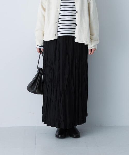 かぐれ（カグレ）の「コットンクリンクルスカート（スカート・レディース・オフホワイト/ブラック/グレー・FREE）」の3枚目の写真