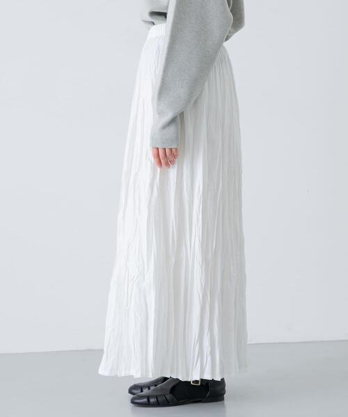 かぐれ（カグレ）の「コットンクリンクルスカート（スカート・レディース・オフホワイト/ブラック/グレー・FREE）」の7枚目の写真