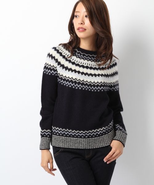 Heather（ヘザー）の「ノルディックガラニット2　711904（ニット/セーター・レディース・アイボリー/オレンジ/ネイビー・FREE）」の3枚目の写真