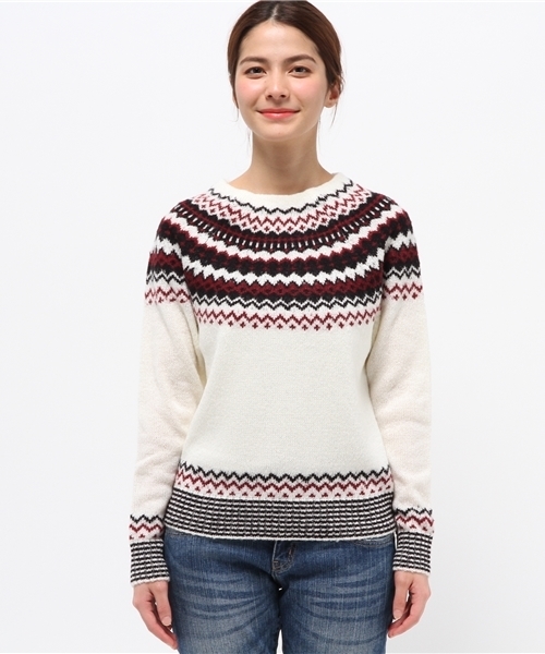 Heather（ヘザー）の「ノルディックガラニット2　711904（ニット/セーター・レディース・アイボリー/オレンジ/ネイビー・FREE）」の9枚目の写真