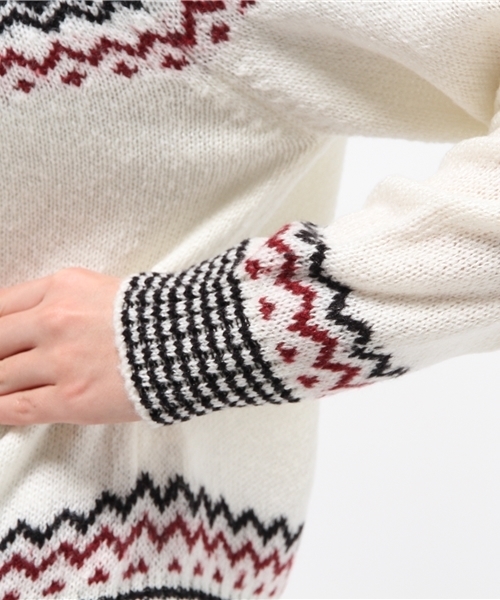 Heather（ヘザー）の「ノルディックガラニット2　711904（ニット/セーター・レディース・アイボリー/オレンジ/ネイビー・FREE）」の6枚目の写真
