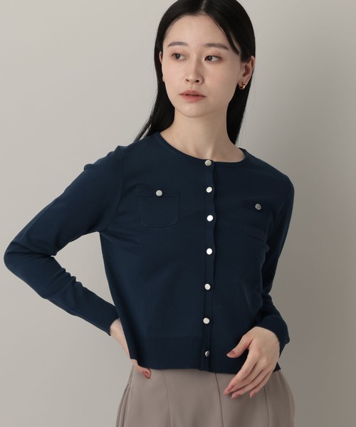 A part by（アパートバイ）の「HGポケットクルーカーディガン（カーディガン/ボレロ・レディース・イエロー系その他2/アイボリー/ネイビー・FREE）」の3枚目の写真