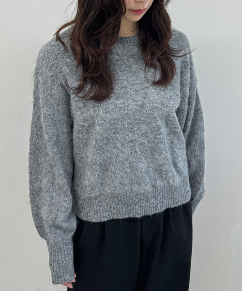 DAESE TOKYO（デセトウキョウ）の「『DAESE TOKYO/デセトウキョウ』モヘアクルーネックPO（ニット/セーター・レディース・オフホワイト/チャコールグレー・FREE）」の2枚目の写真