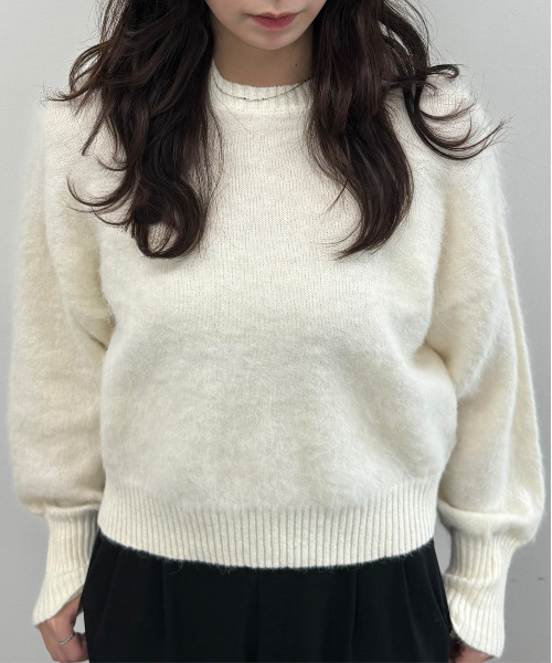 DAESE TOKYO（デセトウキョウ）の「『DAESE TOKYO/デセトウキョウ』モヘアクルーネックPO（ニット/セーター・レディース・オフホワイト/チャコールグレー・FREE）」の4枚目の写真