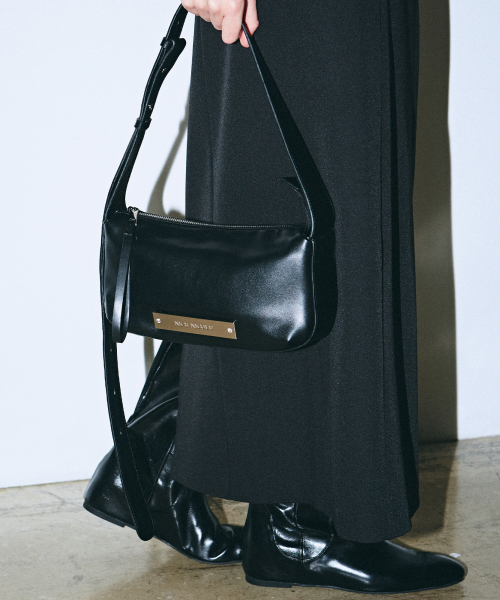 セール】CRYSTAL POUND LEATHER BAG_BLACK（ショルダーバッグ