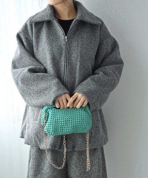 STYLE DELI(スタイルデリ)の「【BLK001】かぎ編みクラッチバッグ(クラッチバッグ・レディース・グリーン/ブラウン/ブラック・FREE)」の1枚目の写真