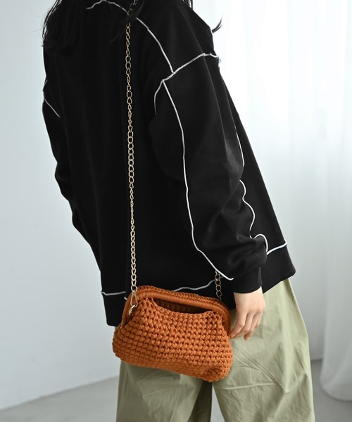 STYLE DELI(スタイルデリ)の「【BLK001】かぎ編みクラッチバッグ(クラッチバッグ・レディース・グリーン/ブラウン/ブラック・FREE)」の10枚目の写真