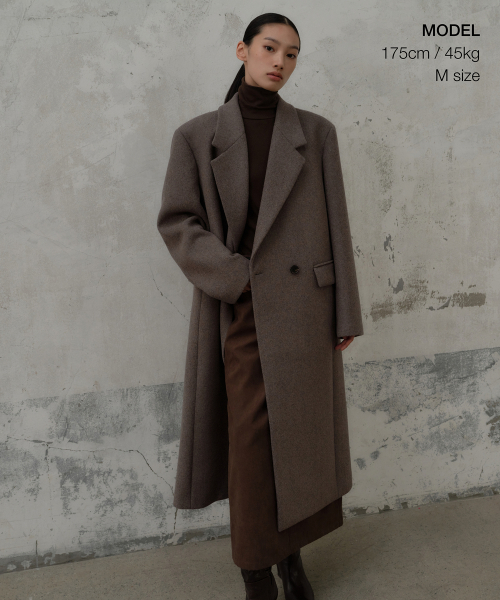 MUSINSA STANDARD WOMAN（ムシンサスタンダードウーマン）の「ウィメンズウールブレンドオーバーショルダーセミダブルマキシコート[トープ]（チェスターコート・レディース・その他・SMALL/MEDIUM/LARGE/X-SMALL）」の7枚目の写真