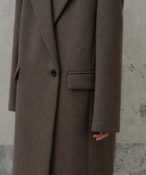 MUSINSA STANDARD WOMAN（ムシンサスタンダードウーマン）の「ウィメンズウールブレンドオーバーショルダーセミダブルマキシコート[トープ]（チェスターコート・レディース・その他・SMALL/MEDIUM/LARGE/X-SMALL）」の4枚目の写真