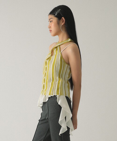 Ray BEAMS（レイビームス）の「マルチストライプ ニット キャミソール（キャミソール・レディース・ブルー/イエロー・ONE SIZE）」の6枚目の写真