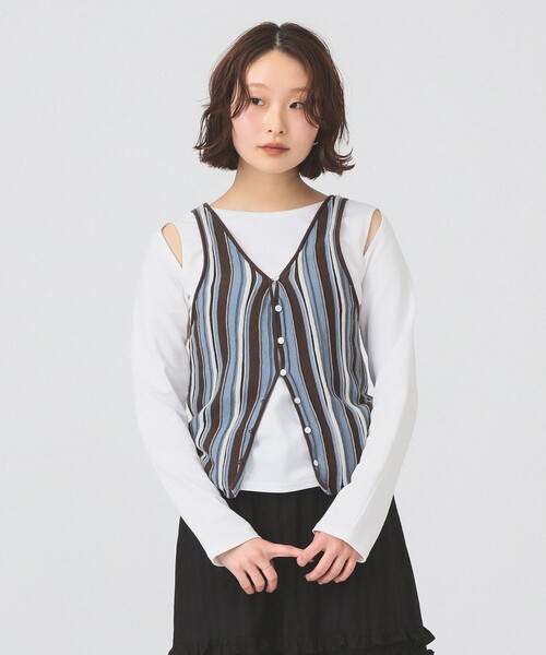 Ray BEAMS（レイビームス）の「マルチストライプ ニット キャミソール（キャミソール・レディース・ブルー/イエロー・ONE SIZE）」の10枚目の写真