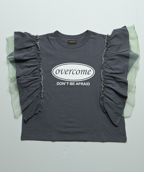 MARKEY'S（マーキーズ）の「チュールフリルカレッジTシャツ/おとな（Tシャツ/カットソー・レディース・チャコール/ライトピンク/モスグリーン/ホワイト系その他・160cm）」の3枚目の写真