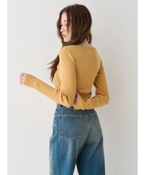 EVRIS（エヴリス）の「リボンデザインニットトップス（ニット/セーター・レディース・ブラック/グレー/イエロー・FREE）」の9枚目の写真