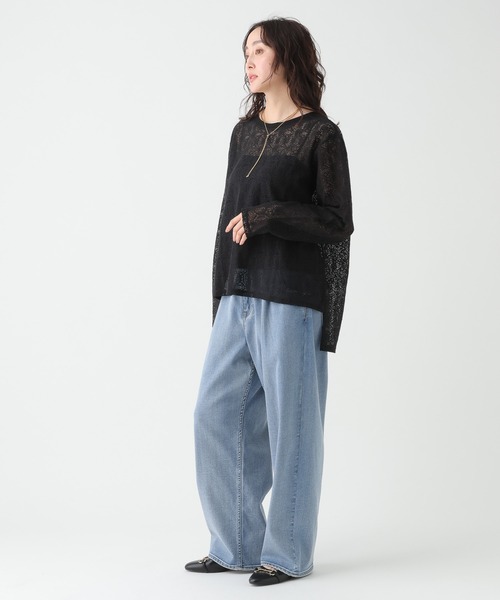 Elura（エルーラ）の「ボートネックレースプルオーバー/655727（Tシャツ/カットソー・レディース・ブラック/ホワイト・FREE）」の4枚目の写真