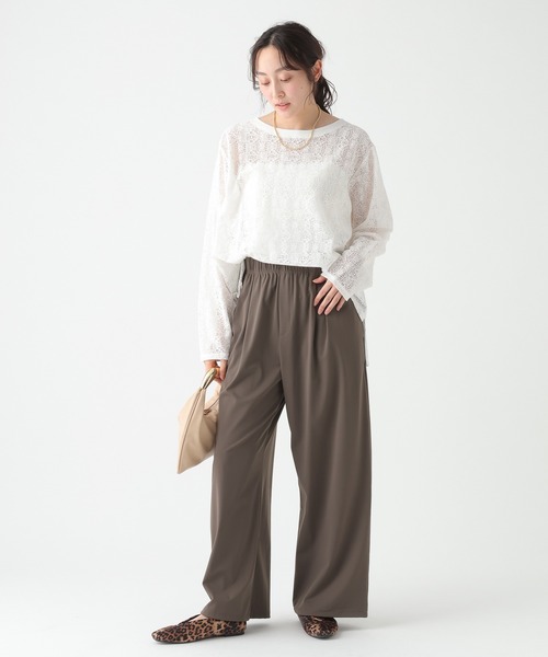 Elura（エルーラ）の「ボートネックレースプルオーバー/655727（Tシャツ/カットソー・レディース・ブラック/ホワイト・FREE）」の8枚目の写真