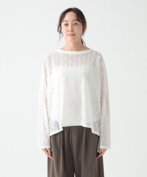 Elura（エルーラ）の「ボートネックレースプルオーバー/655727（Tシャツ/カットソー・レディース・ブラック/ホワイト・FREE）」の9枚目の写真