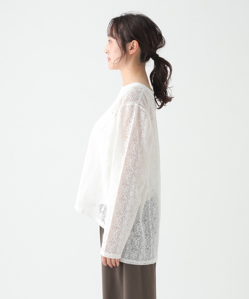 Elura（エルーラ）の「ボートネックレースプルオーバー/655727（Tシャツ/カットソー・レディース・ブラック/ホワイト・FREE）」の10枚目の写真