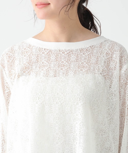 Elura（エルーラ）の「ボートネックレースプルオーバー/655727（Tシャツ/カットソー・レディース・ブラック/ホワイト・FREE）」の12枚目の写真