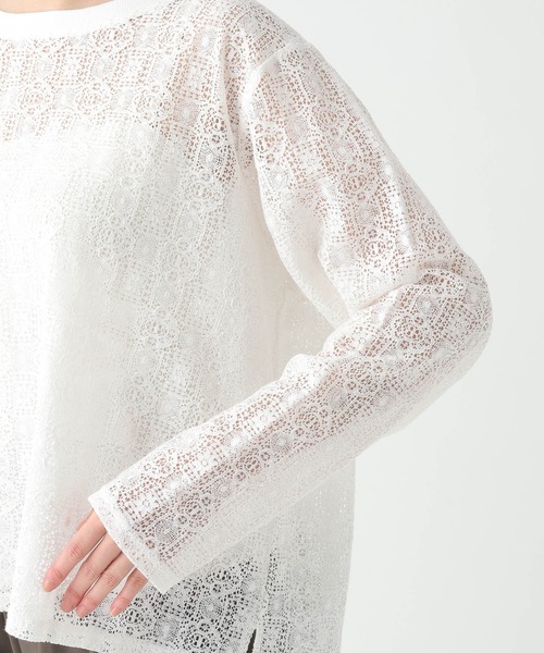 Elura（エルーラ）の「ボートネックレースプルオーバー/655727（Tシャツ/カットソー・レディース・ブラック/ホワイト・FREE）」の14枚目の写真