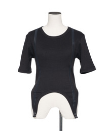 muller of yoshiokubo | muller of yoshiokubo ミュラーオブヨシオクボ / RIB SUSPEND HALF SLEEVE リブサスペンドハーフスリーブトップス / MLS26106A(Tシャツ/カットソー)