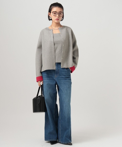 BAYFLOW（ベイフロー）の「[ニットタンク付き]2Pセットハイゲージニットカーディガン（カーディガン/ボレロ・レディース・グレー/オフホワイト/ネイビー・FREE）」の4枚目の写真