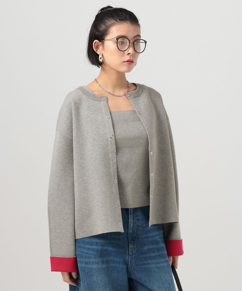 BAYFLOW（ベイフロー）の「[ニットタンク付き]2Pセットハイゲージニットカーディガン（カーディガン/ボレロ・レディース・グレー/オフホワイト/ネイビー・FREE）」の5枚目の写真