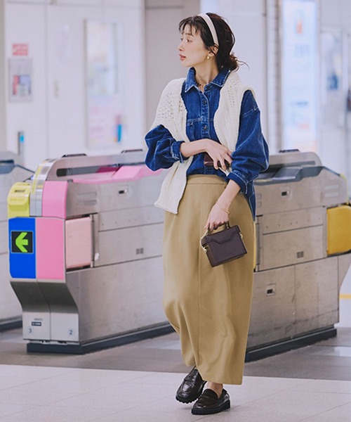 studio CLIP（スタディオクリップ）の「5ゲージダブルフロント透かしケーブルプルオーバー（ニット/セーター・レディース・オフホワイト/ライトベージュ/チャコール・FREE）」の15枚目の写真