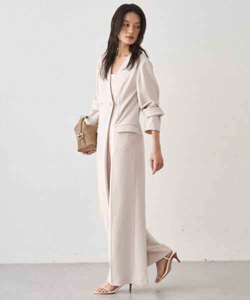 LOUNGEDRESS（ラウンジドレス）の「【Atelier N5/アトリエヌメロサンク】ノーカラーオールインワン（つなぎ/オールインワン・レディース・ライトベージュ/ネイビー・FREE）」の10枚目の写真