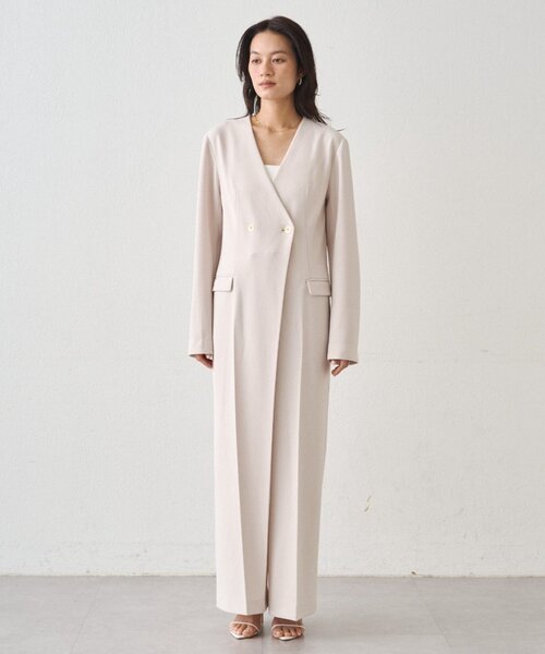 LOUNGEDRESS（ラウンジドレス）の「【Atelier N5/アトリエヌメロサンク】ノーカラーオールインワン（つなぎ/オールインワン・レディース・ライトベージュ/ネイビー・FREE）」の12枚目の写真