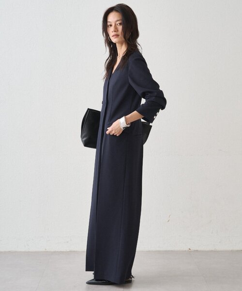 LOUNGEDRESS（ラウンジドレス）の「【Atelier N5/アトリエヌメロサンク】ノーカラーオールインワン（つなぎ/オールインワン・レディース・ライトベージュ/ネイビー・FREE）」の5枚目の写真