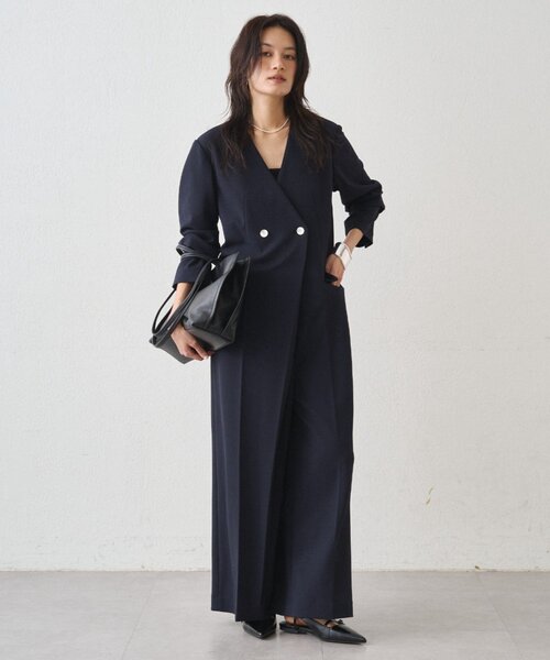 LOUNGEDRESS（ラウンジドレス）の「【Atelier N5/アトリエヌメロサンク】ノーカラーオールインワン（つなぎ/オールインワン・レディース・ライトベージュ/ネイビー・FREE）」の18枚目の写真