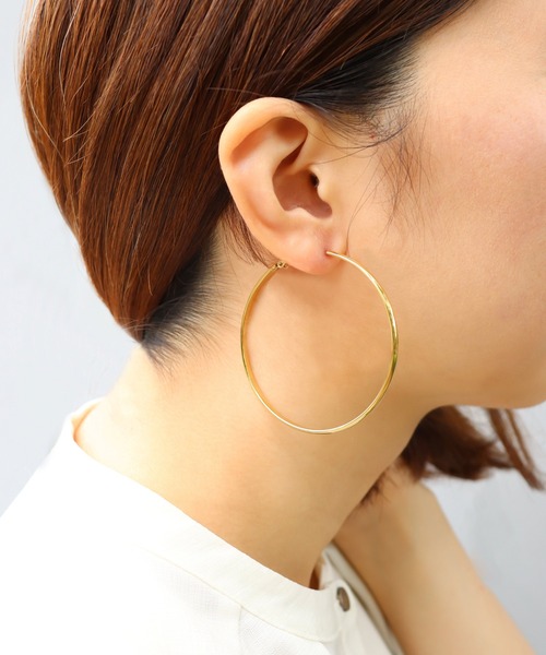 ieLS(イエルズ)の「金属アレルギー対応「ieLS」ステンレス ステートメントフープピアス(ピアス(両耳用)・レディース・シルバー/ゴールド・ONE SIZE)」の2枚目の写真