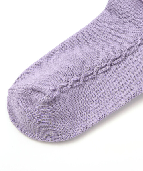 BeBe（ベベ）の「リボンモチーフケーブルラインクルーソックス（ソックス/靴下・キッズ・パープル/ホワイト・19.0cm/21.0cm/17.0cm/24.0cm）」の7枚目の写真