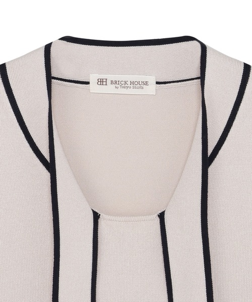 TOKYO SHIRTS（トウキョウシャツ）の「ニット ボウタイ プルオーバー（ニット/セーター・レディース・グリーン/オフホワイト・M/L）」の6枚目の写真