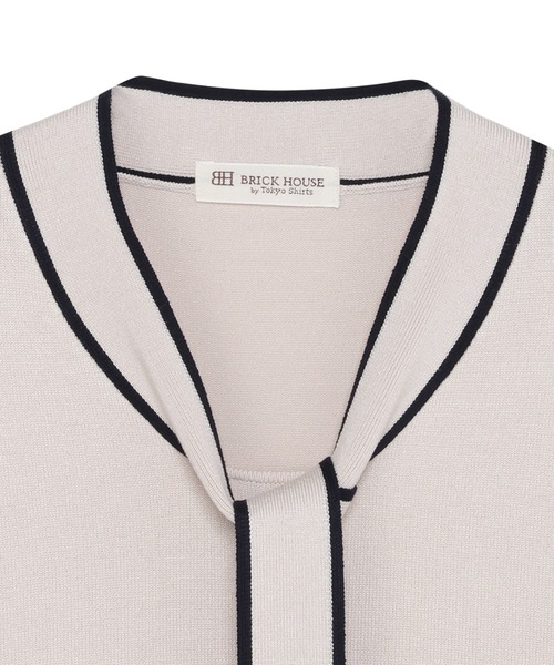 TOKYO SHIRTS（トウキョウシャツ）の「ニット ボウタイ プルオーバー（ニット/セーター・レディース・グリーン/オフホワイト・M/L）」の5枚目の写真