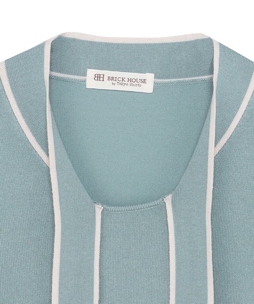 TOKYO SHIRTS（トウキョウシャツ）の「ニット ボウタイ プルオーバー（ニット/セーター・レディース・グリーン/オフホワイト・M/L）」の12枚目の写真