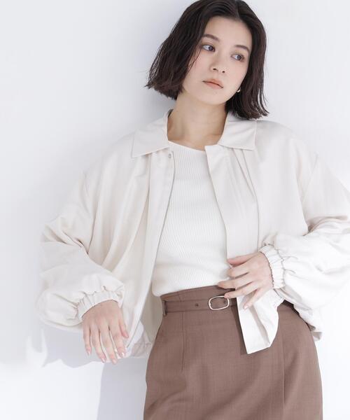 NATURAL BEAUTY BASIC（ナチュラルビューティーベーシック）の「◇ステンカラーバルーンブルゾン（ブルゾン・レディース・ベージュ/ピンク/オフホワイト・FREE）」の6枚目の写真