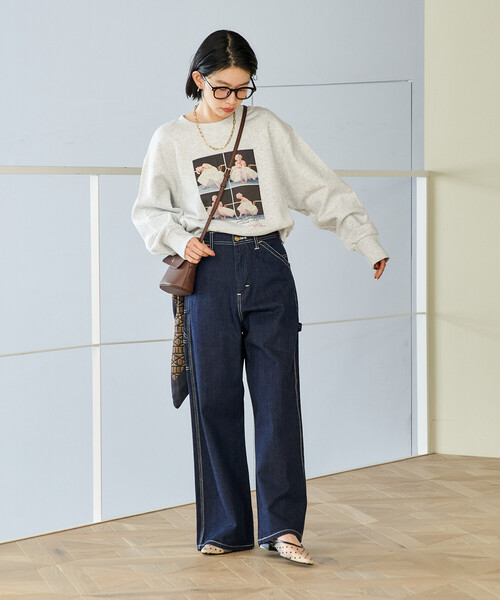 FREAK'S STORE(フリークスストア)の「Lee × FREAK'S STORE/リー 別注 WIDE PAINTER PANTS/別注 ワイド ペインターパンツ(デニムパンツ・レディース・オフホワイト/ブルー/ネイビー・SMALL/MEDIUM)」の5枚目の写真